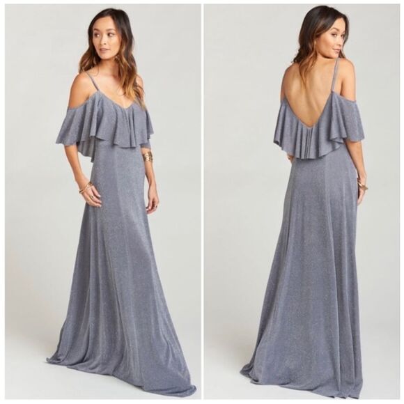 Show Me Your Mumu Renee Ruffle Maxi Dress Dancing Queen Shine Smoke NWT - Picture 2 of 4